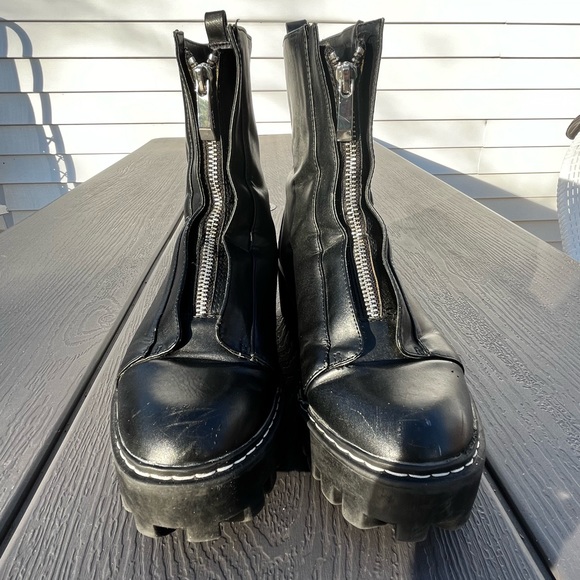 Zara Ankle Lug Sole Chunky Platform Front Zip Boots sz 38 - Picture 3 of 14